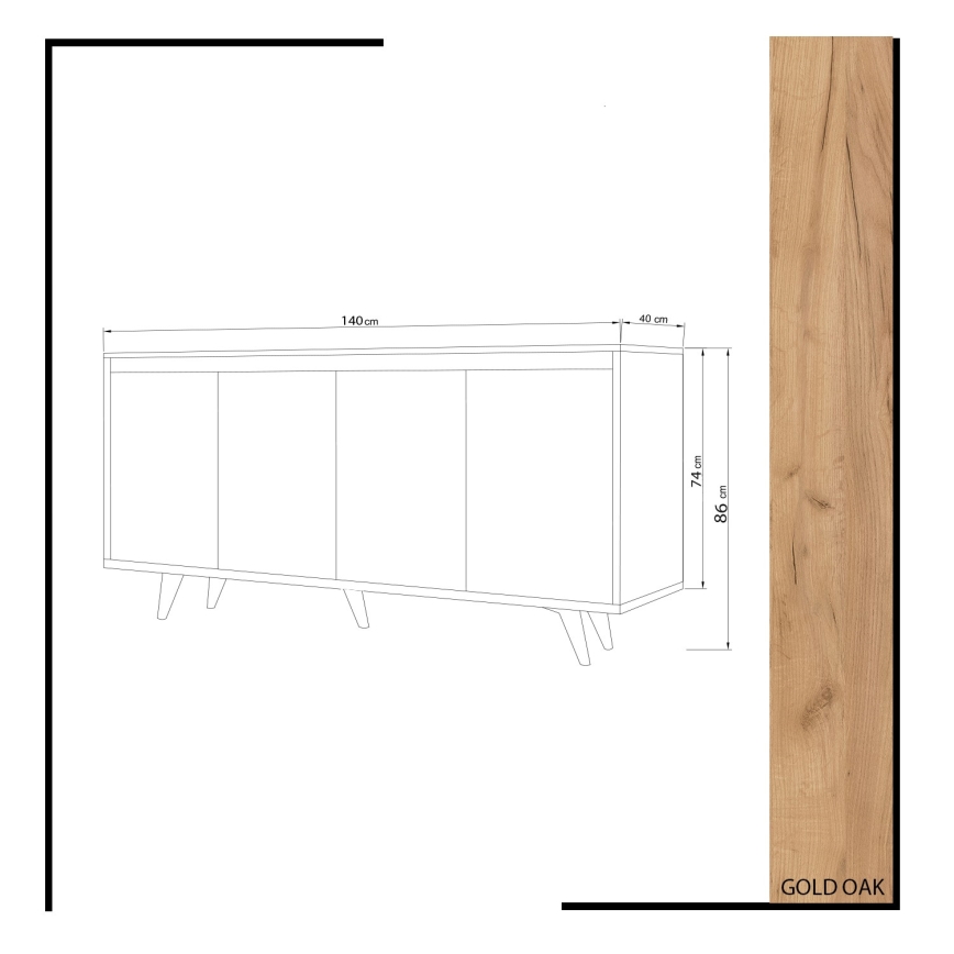 Kommode SHANS 86x140 cm braun/weiß