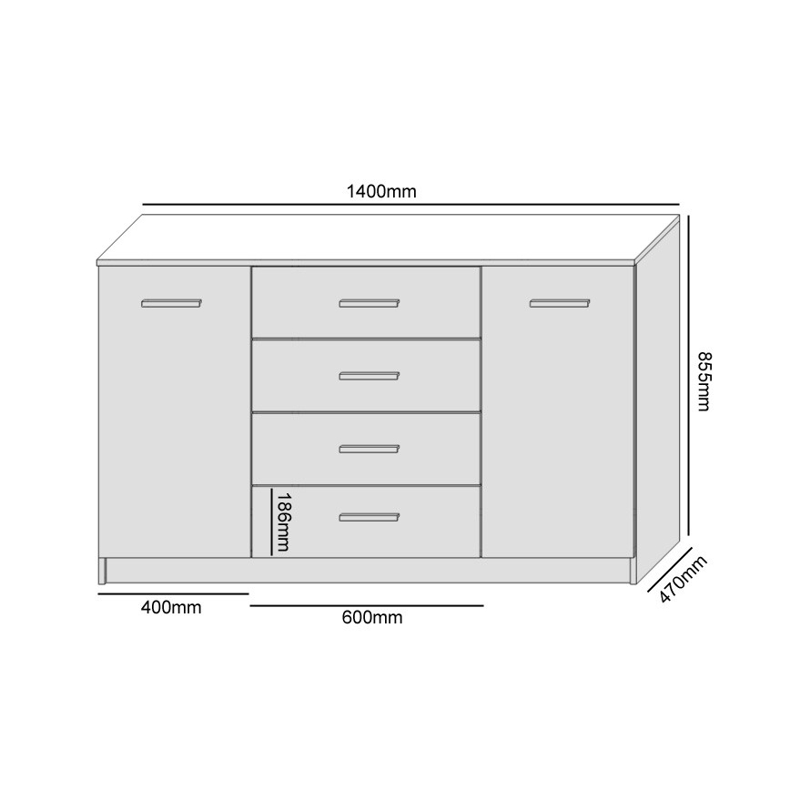 Kommode TAYLER Eiche Craft/Schwarz