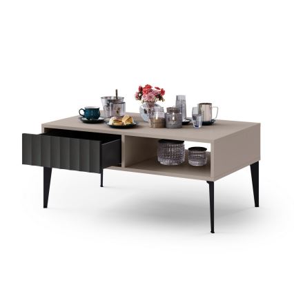 Couchtisch mit Schublade RONJA Taupe/Schwarz