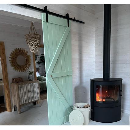 Kratki - Stahlkaminofen mit automatischem Türverschluss 10 kW 150 mm schwarz