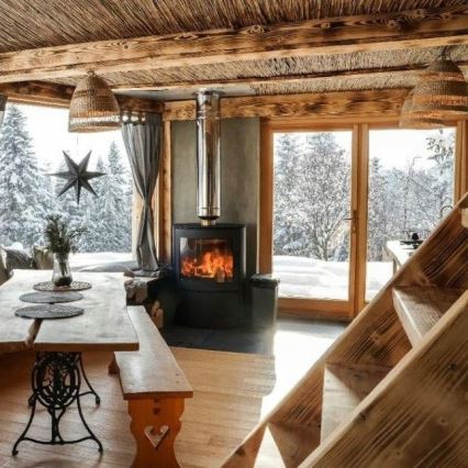 Kratki - Stahlkaminofen mit automatischem Türverschluss 10 kW 150 mm schwarz