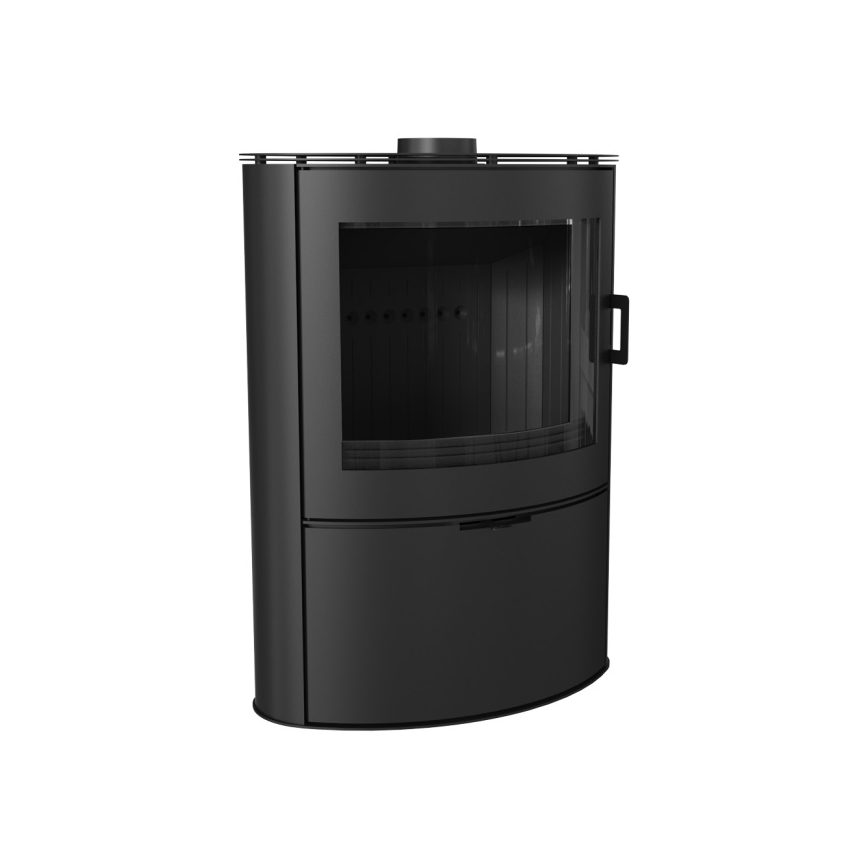 Kratki - Stahlkaminofen mit automatischem Türverschluss 10 kW 150 mm schwarz