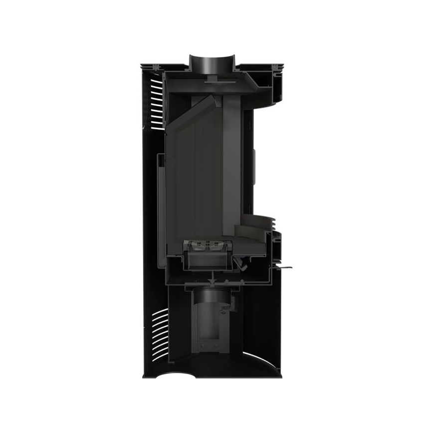 Kratki - Stahlkaminofen mit automatischem Türverschluss 10 kW 150 mm schwarz