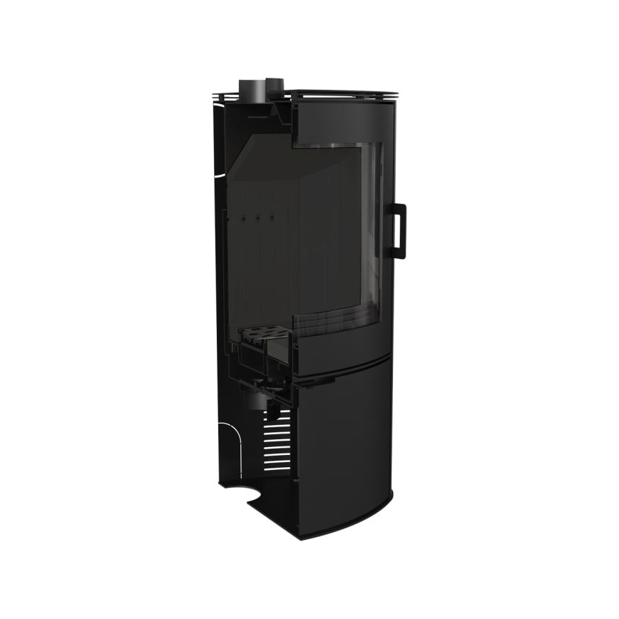 Kratki - Stahlkaminofen mit automatischem Türverschluss 10 kW 150 mm schwarz