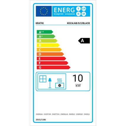 Kratki - Stahlkaminofen mit automatischem Türverschluss 10 kW 150 mm schwarz