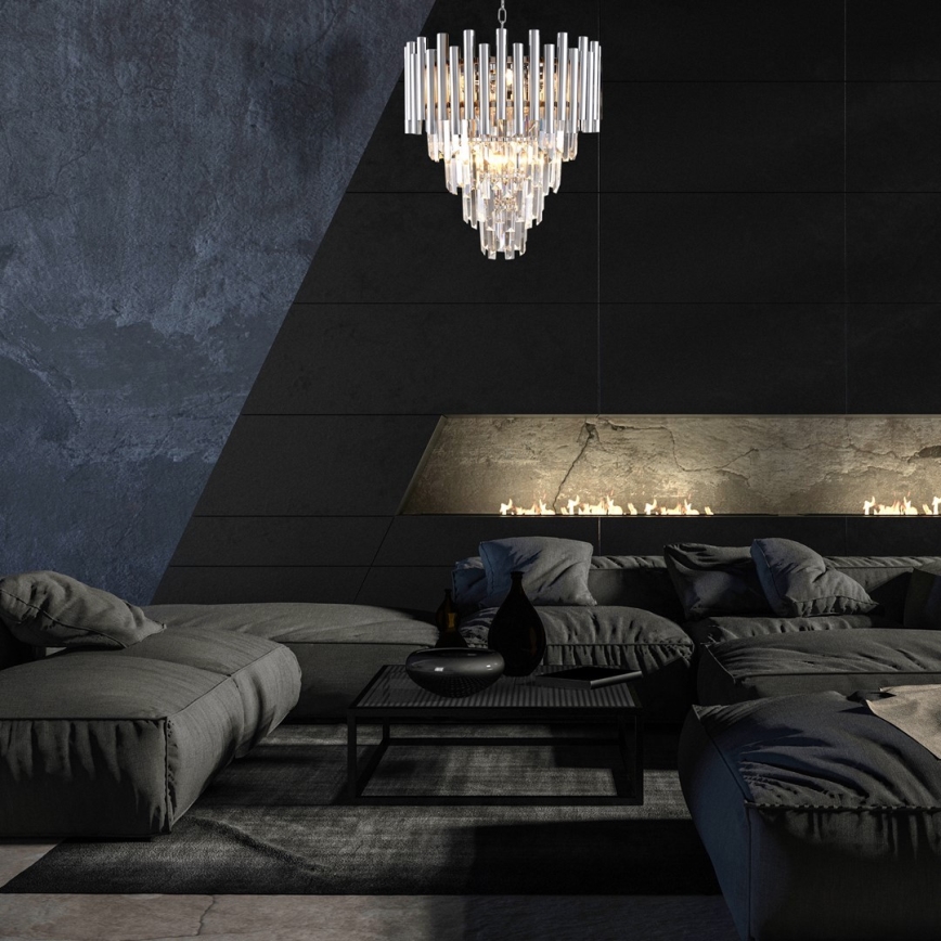 Kristall-Kronleuchter an Kette MADISON 9xE14/40W/230V glänzendes Chrom