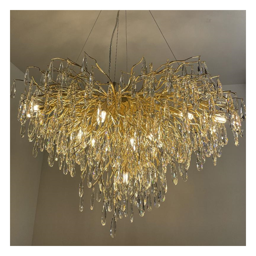 Kristall-Kronleuchter an Schnur 11xG9/40W/230V golden