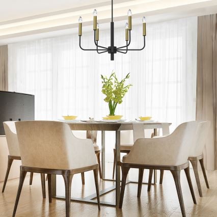 Kronleuchter AKASYA 8xE14/15W/230V schwarz/golden