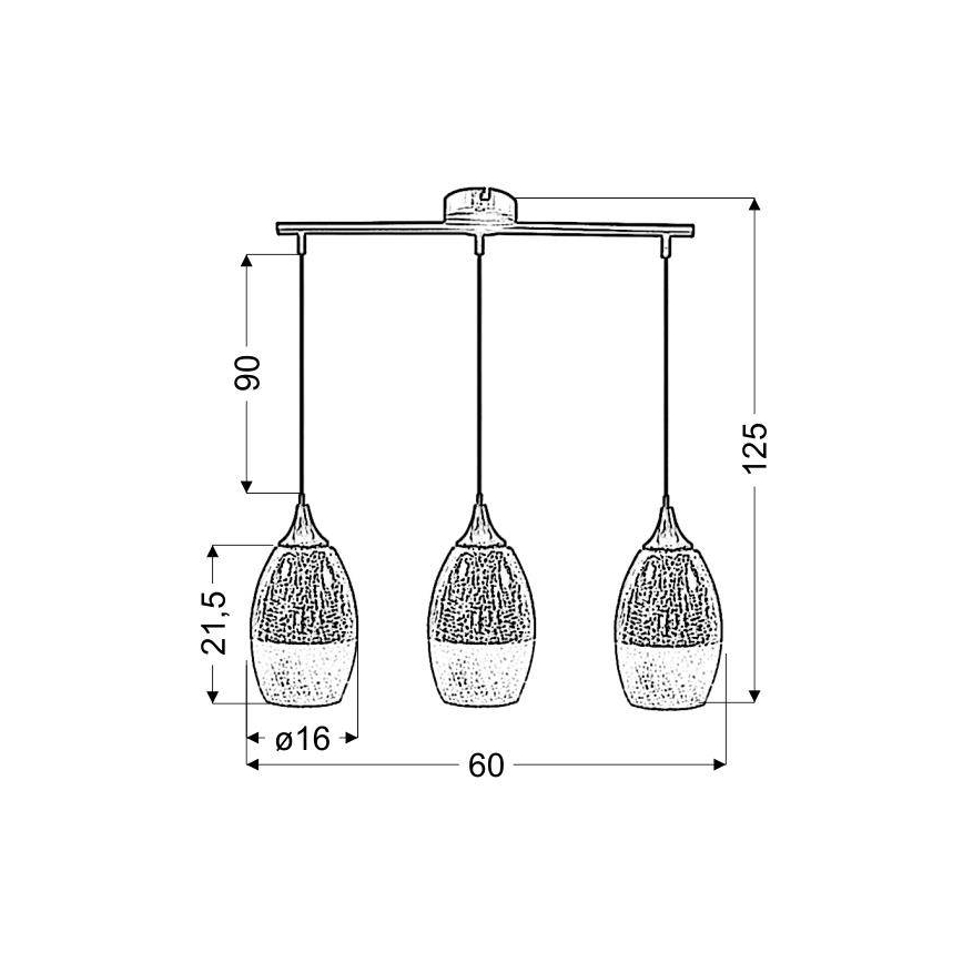 Kronleuchter an einer Litze CELIA 3xE27/60W/230V