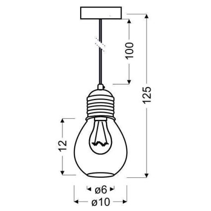 Kronleuchter an einer Litze GLIVA 1xE27/60W/230V