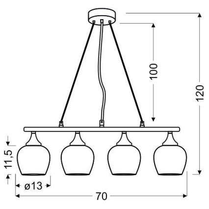 Kronleuchter an einer Litze SIRIUS 4xE27/60W/230V