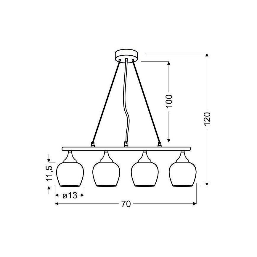 Kronleuchter an einer Litze SIRIUS 4xE27/60W/230V