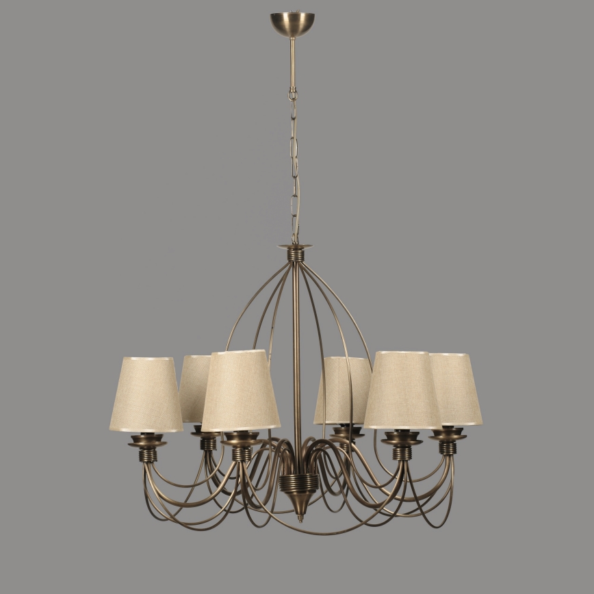 Kronleuchter an Kette CLASSIC 6xE14/40W/230V bronze/beige