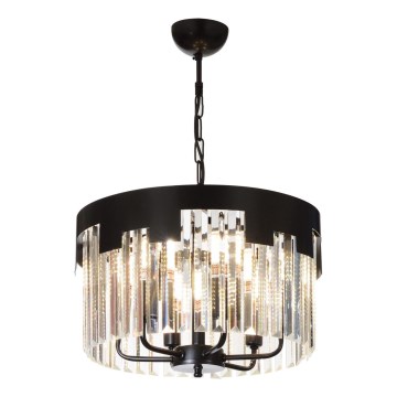 Kronleuchter an Kette CRYSTALLINE 6xE27/40W/230V schwarz