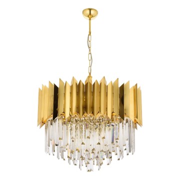 Kronleuchter an Kette CRYSTALLINE 8xE27/40W/230V goldfarben