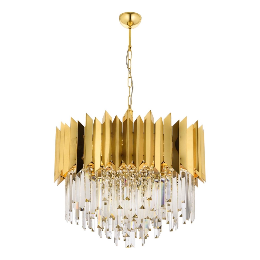 Kronleuchter an Kette CRYSTALLINE 8xE27/40W/230V goldfarben