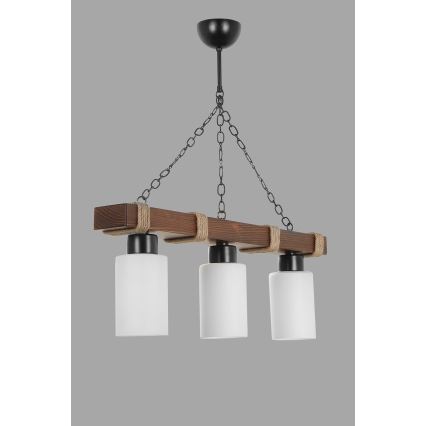Kronleuchter an Kette JASMIN 3xE27/40W/230V braun/weiß
