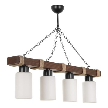 Kronleuchter an Kette JASMIN 4xE27/40W/230V braun/weiß