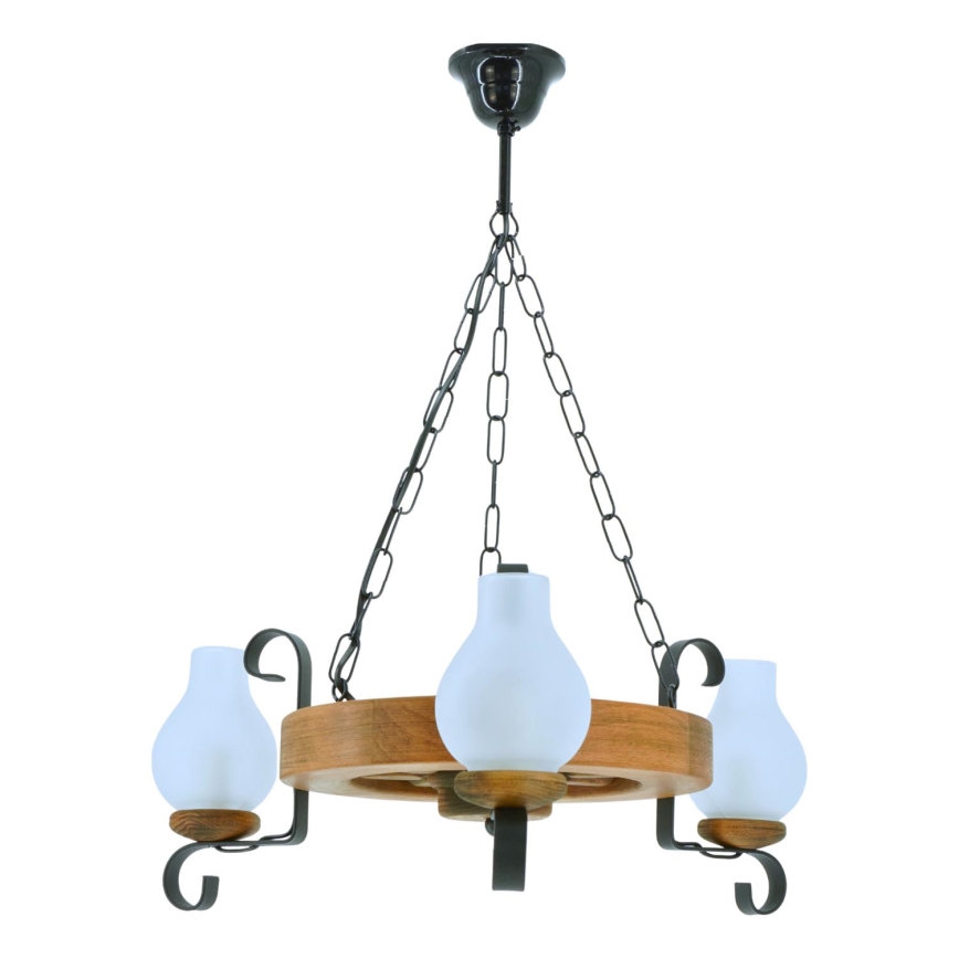 Kronleuchter an Kette ROATA 3xE14/40W/230V Buche