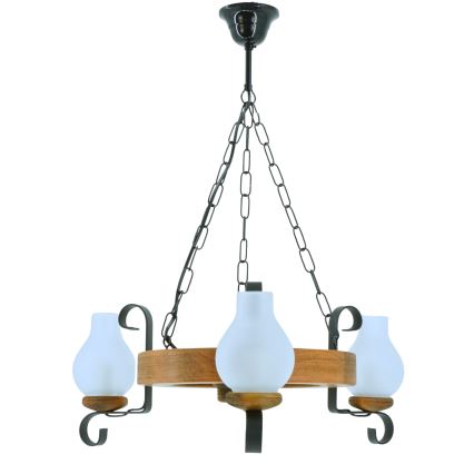 Kronleuchter an Kette ROATA 3xE14/40W/230V Buche