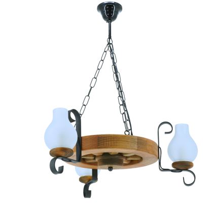 Kronleuchter an Kette ROATA 3xE14/40W/230V Buche