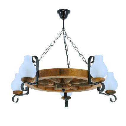 Kronleuchter an Kette ROATA 5xE14/40W/230V d 70 cm Buche