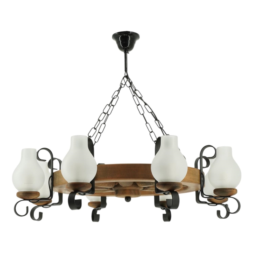 Kronleuchter an Kette ROATA 8xE14/40W/230V d 70 cm Buche