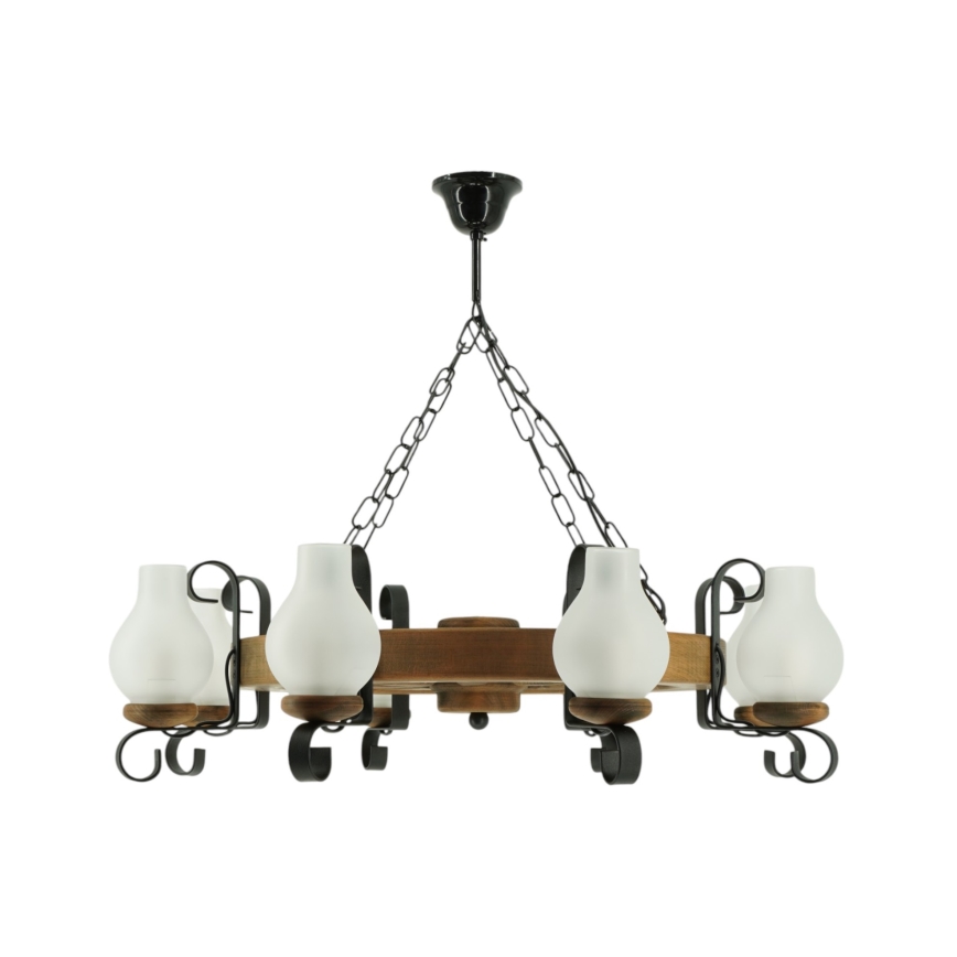 Kronleuchter an Kette ROATA 8xE14/40W/230V d 70 cm Buche