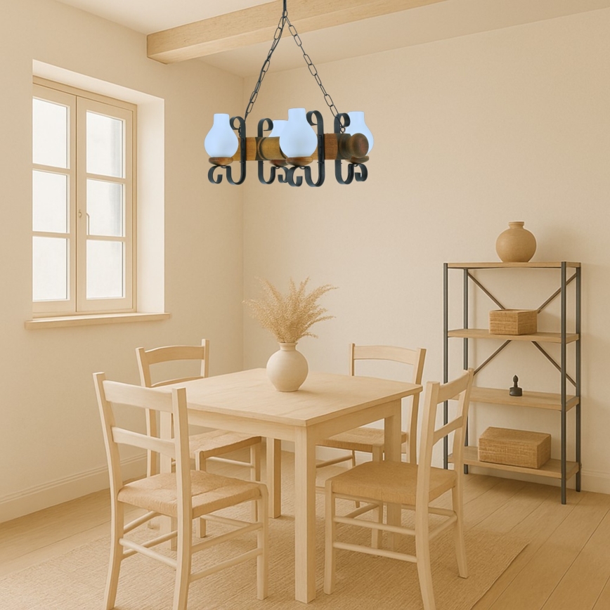 Kronleuchter an Kette RUSTIC 4xE14/40W/230V Buche
