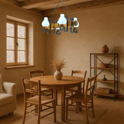 Kronleuchter an Kette RUSTIC 4xE14/40W/230V Buche