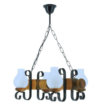 Kronleuchter an Kette RUSTIC 4xE14/40W/230V Buche