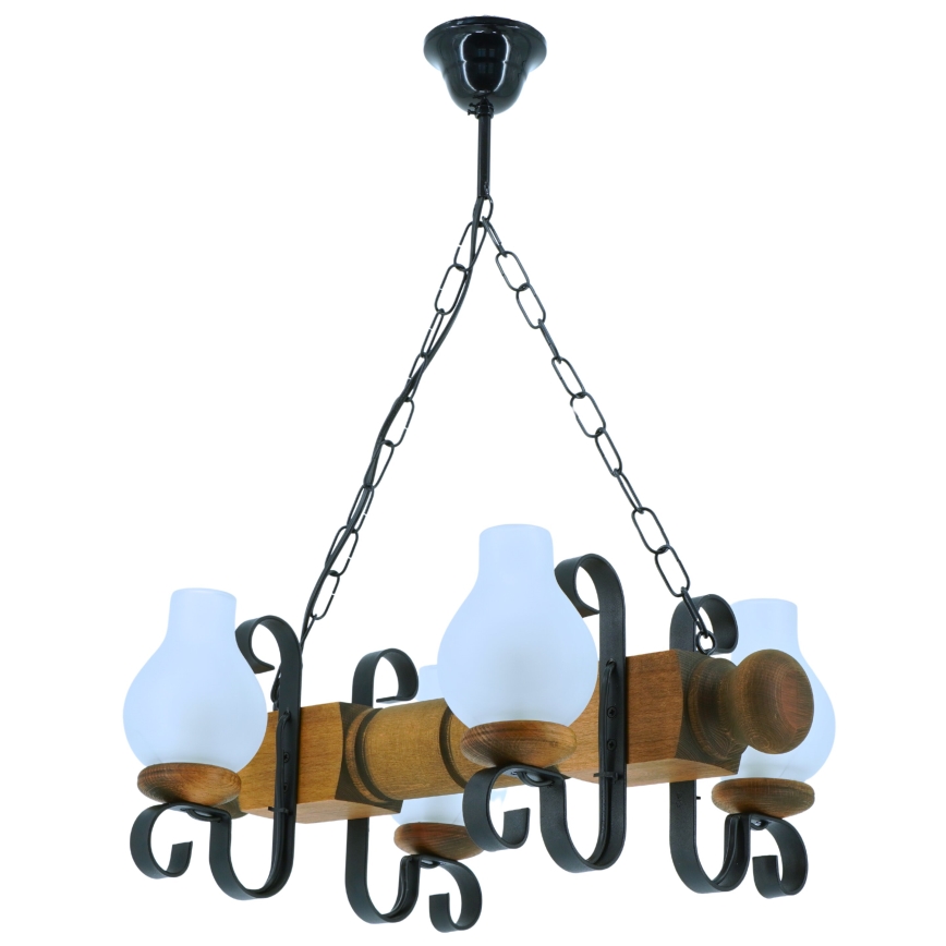 Kronleuchter an Kette RUSTIC 4xE14/40W/230V Buche