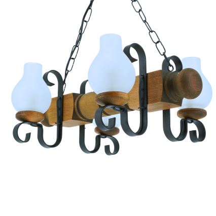 Kronleuchter an Kette RUSTIC 4xE14/40W/230V Buche