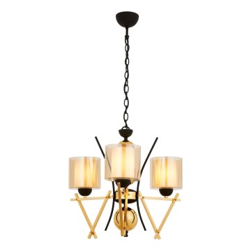 Kronleuchter an Kette VARANA 3xE27/40W/230V schwarz/gold