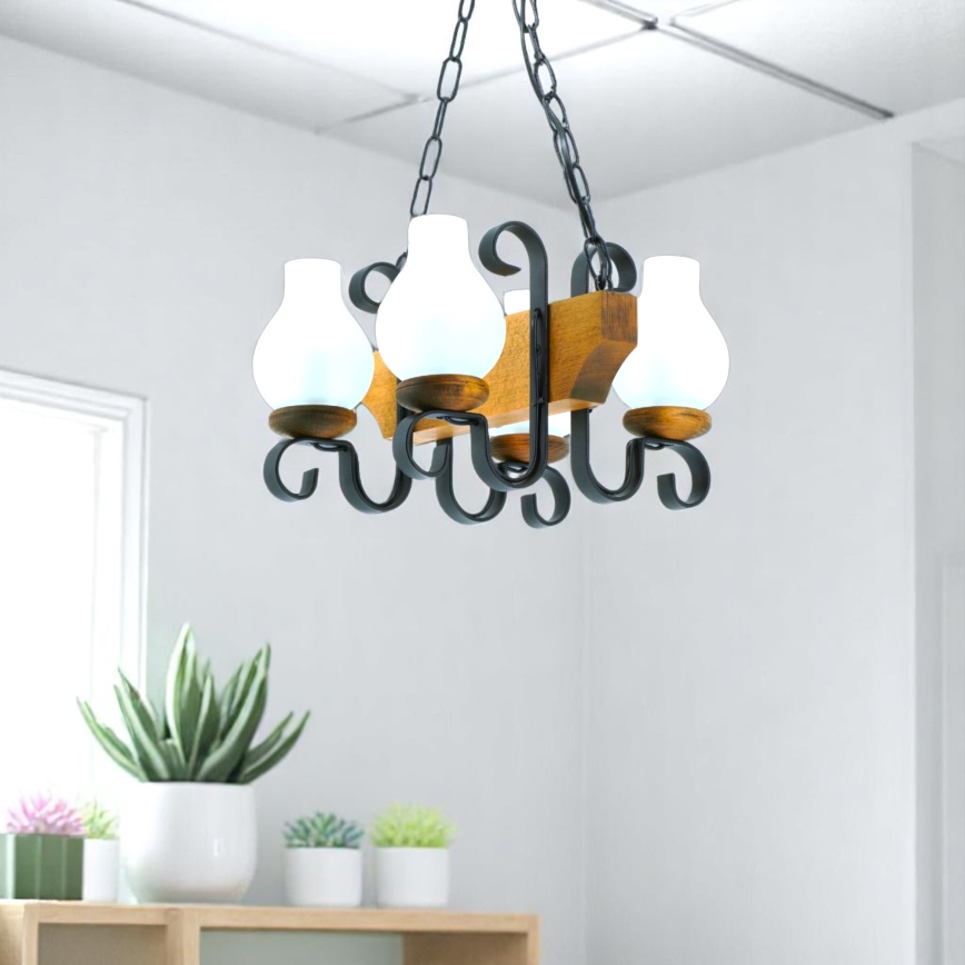 Kronleuchter an Kette VELA 4xE14/40W/230V Buche