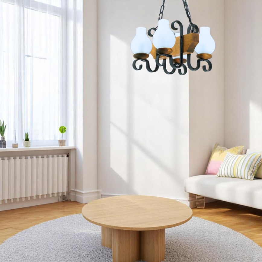 Kronleuchter an Kette VELA 4xE14/40W/230V Buche