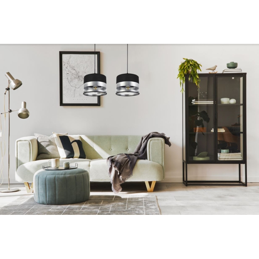 Kronleuchter an Schnur MILO 2xE27/60W/230V silber/schwarz