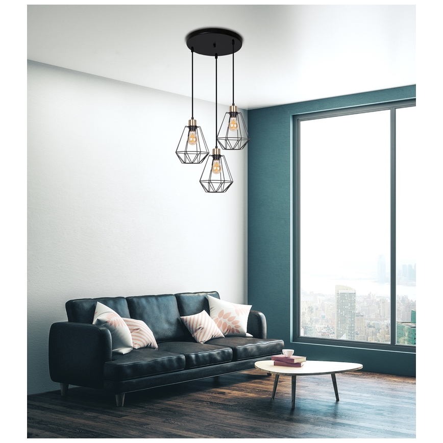 Kronleuchter an Schnur PRIMO 3xE27/60W/230V