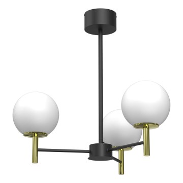 Kronleuchter an Stange AWINION 3xE27/15W/230V weiß/golden/schwarz