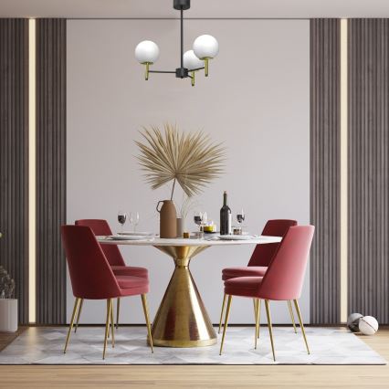 Kronleuchter an Stange AWINION 3xE27/15W/230V weiß/golden/schwarz