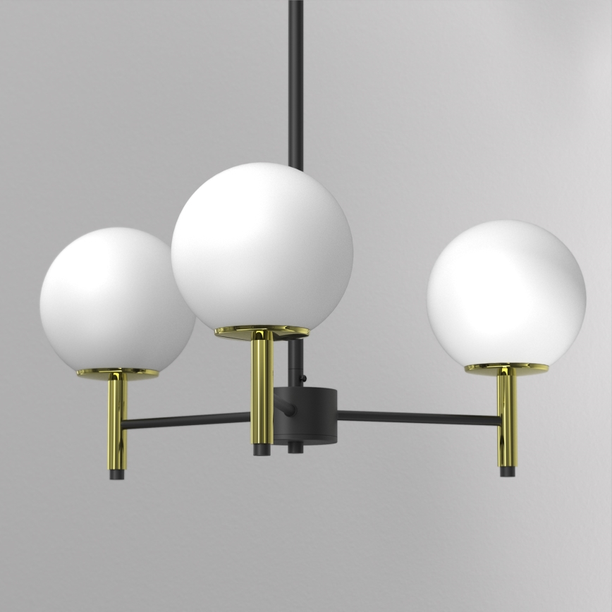 Kronleuchter an Stange AWINION 3xE27/15W/230V weiß/golden/schwarz