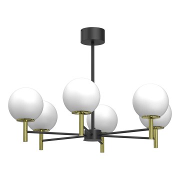 Kronleuchter an Stange AWINION 6xE27/15W/230V weiß/golden/schwarz