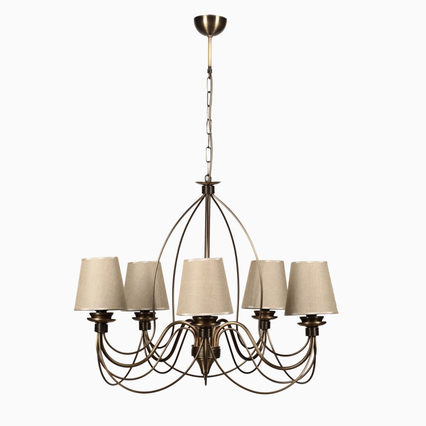 Kronleuchter mit Kette CLASSIC 5xE14/40W/230V bronze/beige
