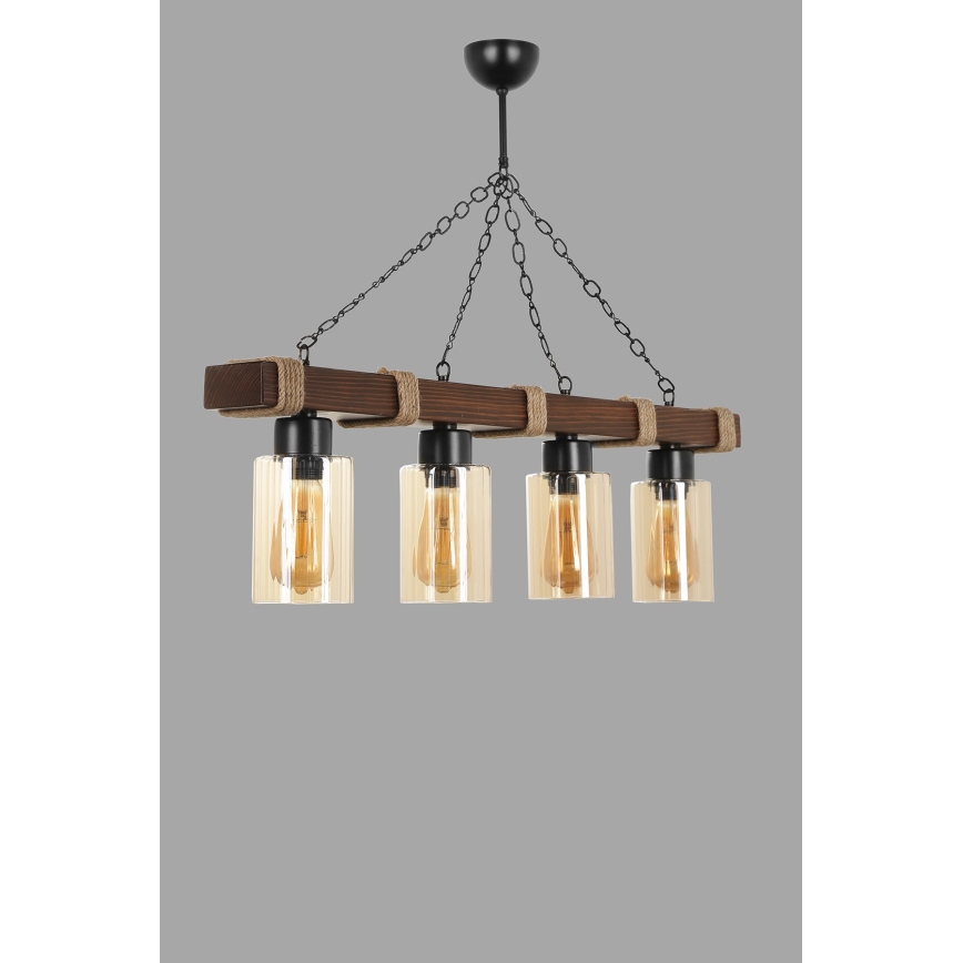 Kronleuchter mit Kette JASMIN 4xE27/40W/230V braun/beige