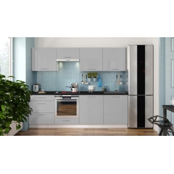 Küche CELESTE 240 cm glänzend grau