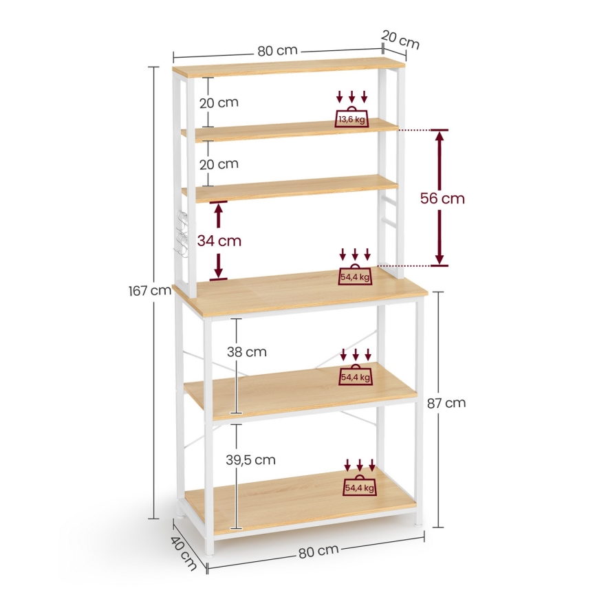 Küchenregal MARGE braun/weiß