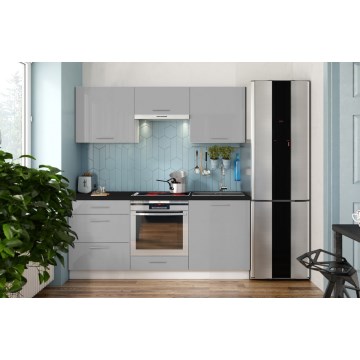 Küchenzeile CELESTE 180 cm glänzend grau
