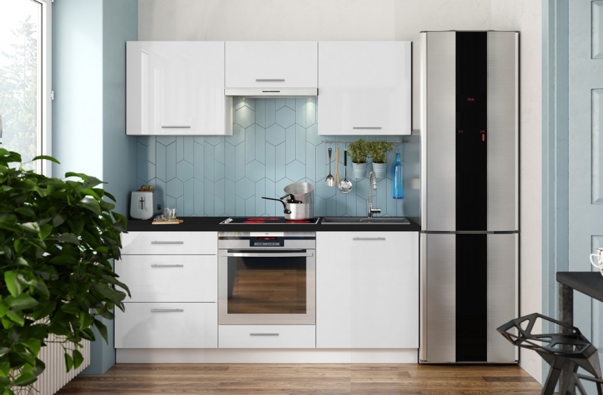 Küchenzeile CELESTE 180 cm glänzend weiß
