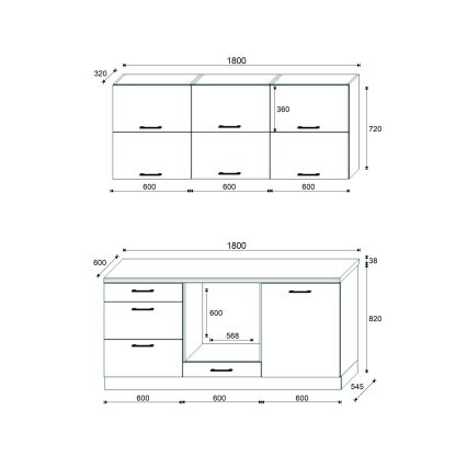 Küchenzeile ELISE 180 cm Graphit