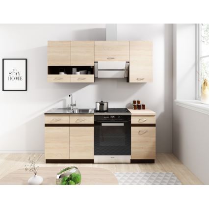 Küchenzeile VALERIA 180 cm, braun/Sonoma-Eiche